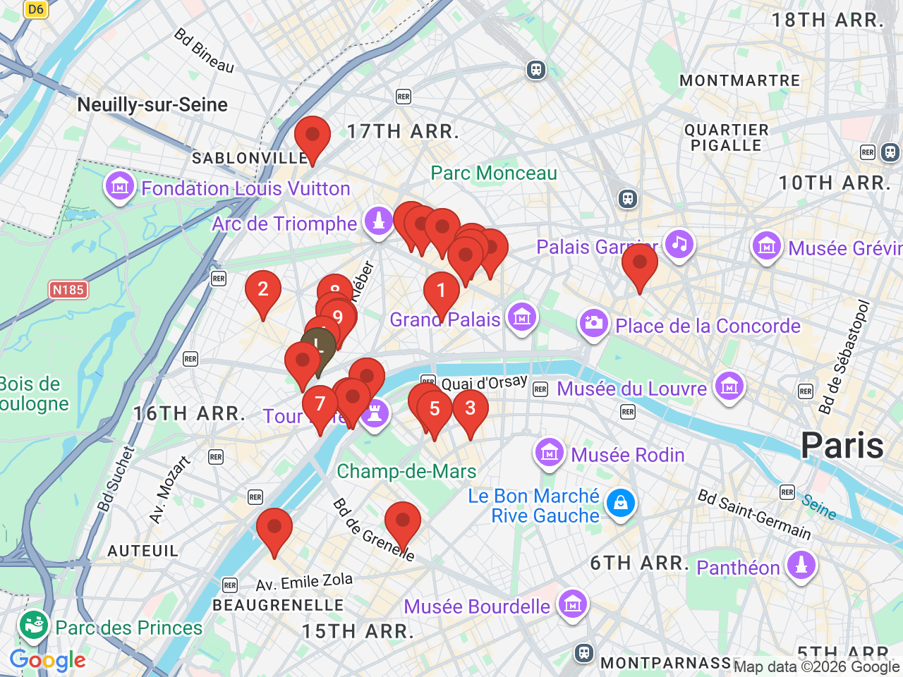 Map of eat & drink near Place du Trocadéro et du 11 Novembre