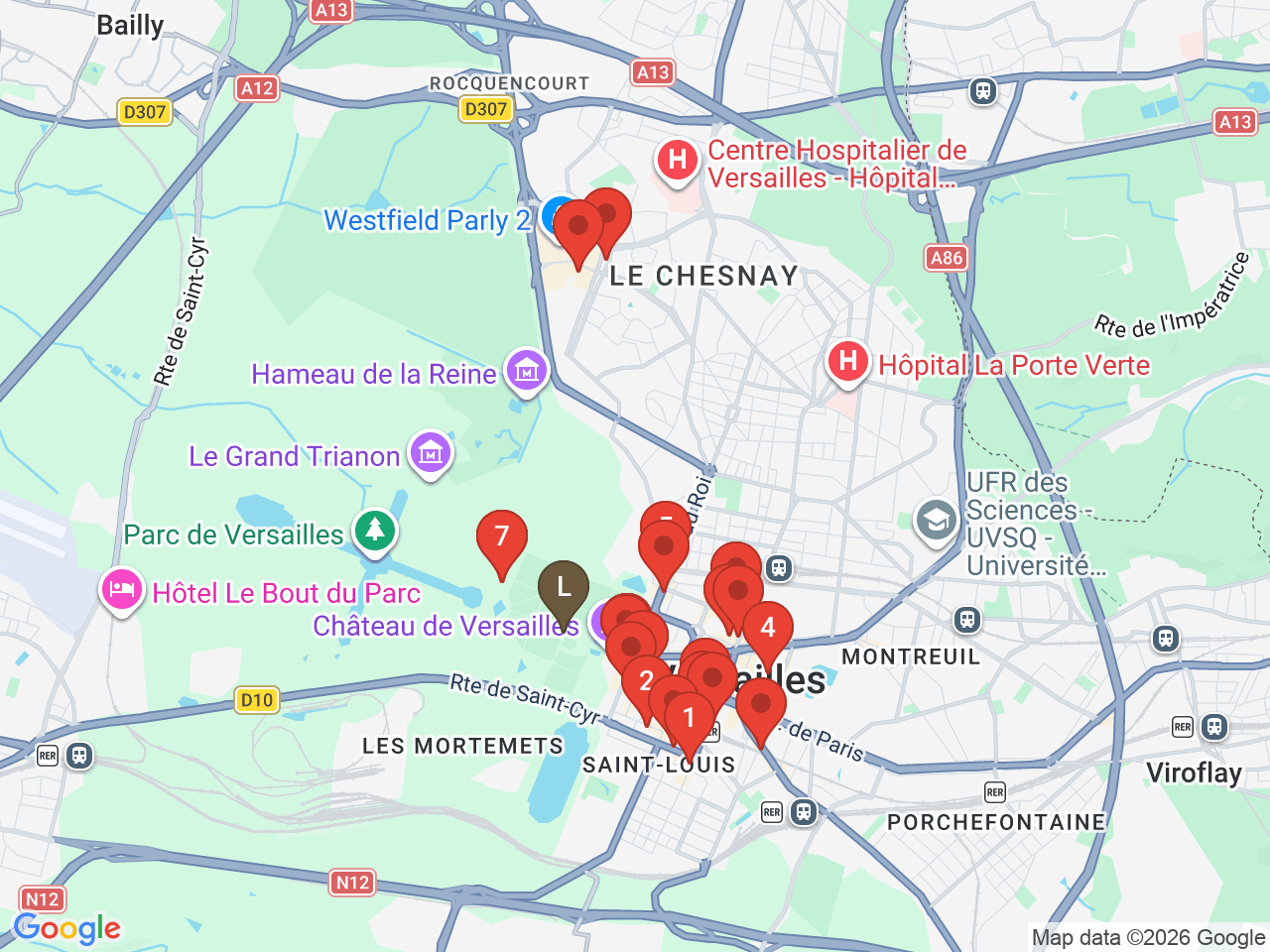 Map of eat & drink near Gardens of Versailles