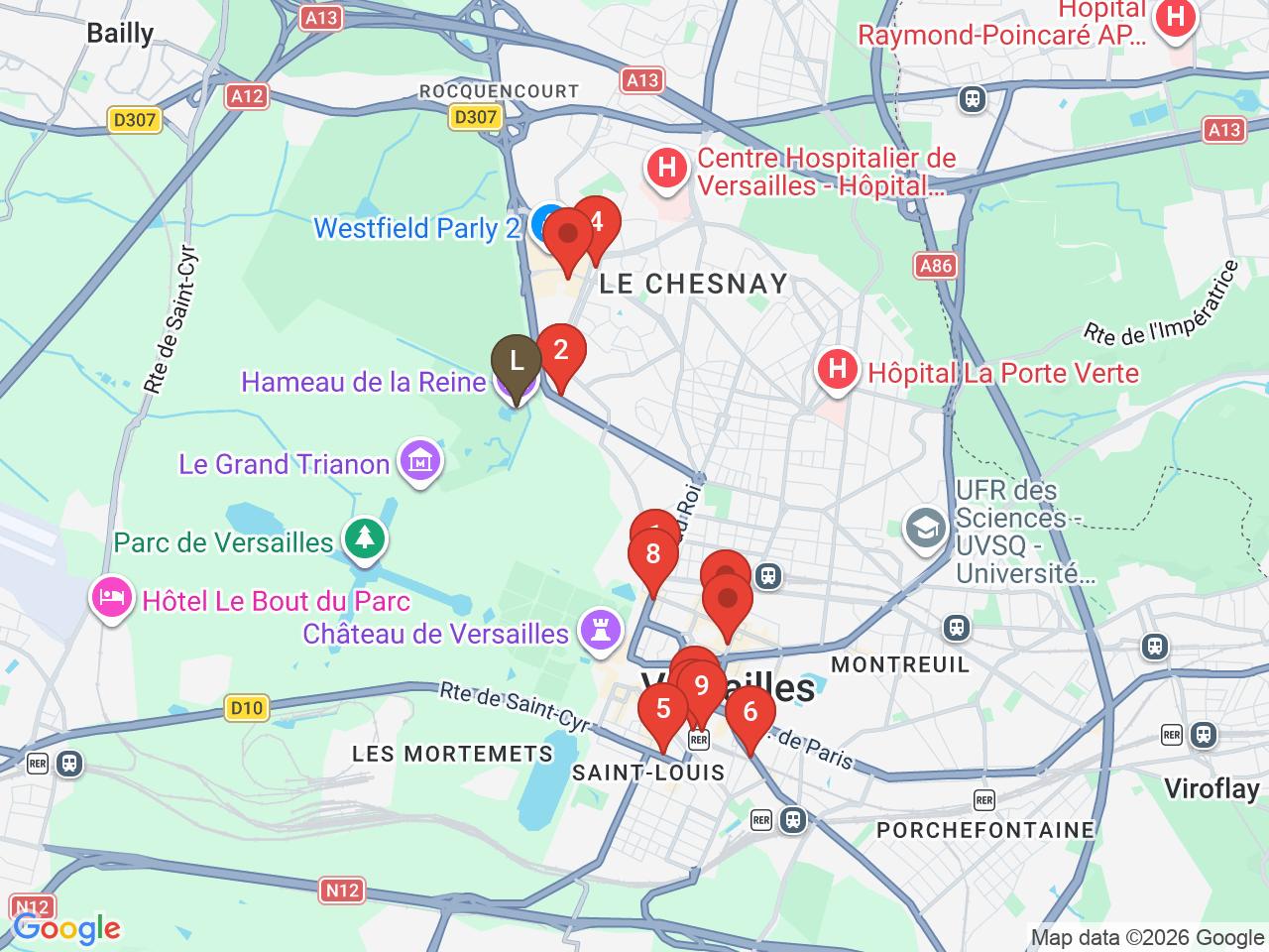 Map of eat & drink near Hameau de la Reine
