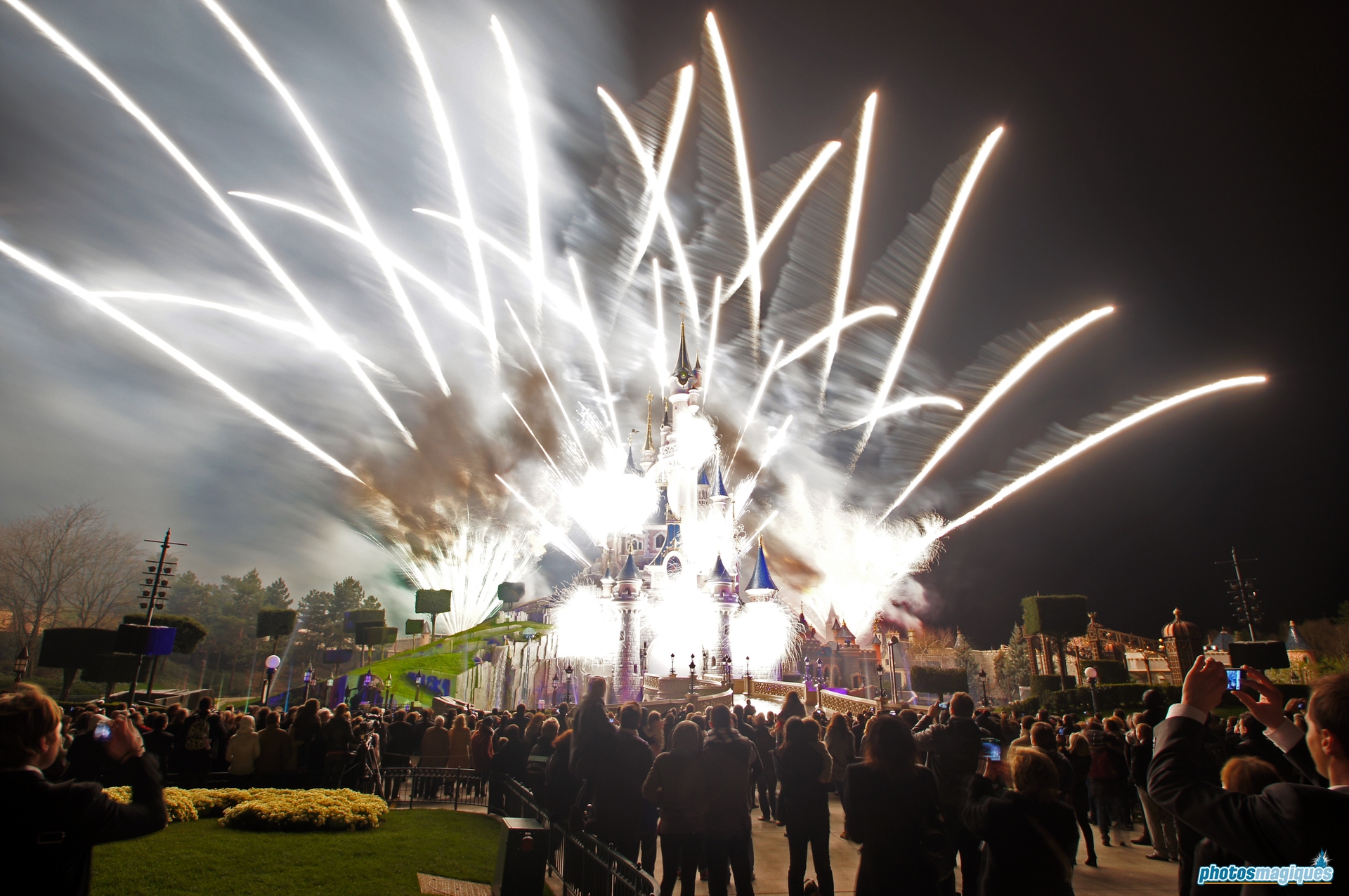 Fireworks over the roofline