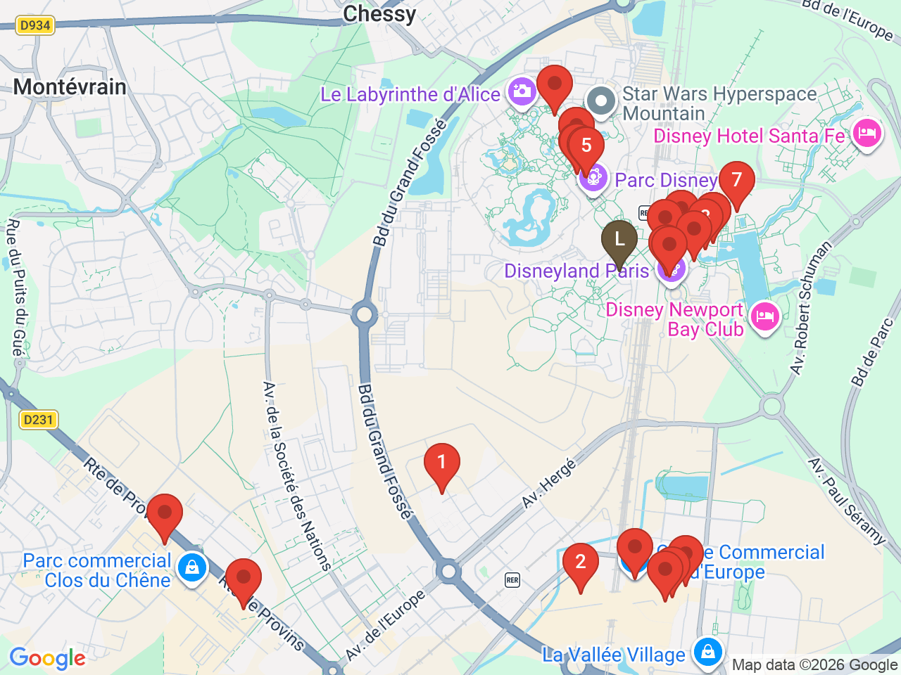 Map of eat & drink near Disney Adventure World