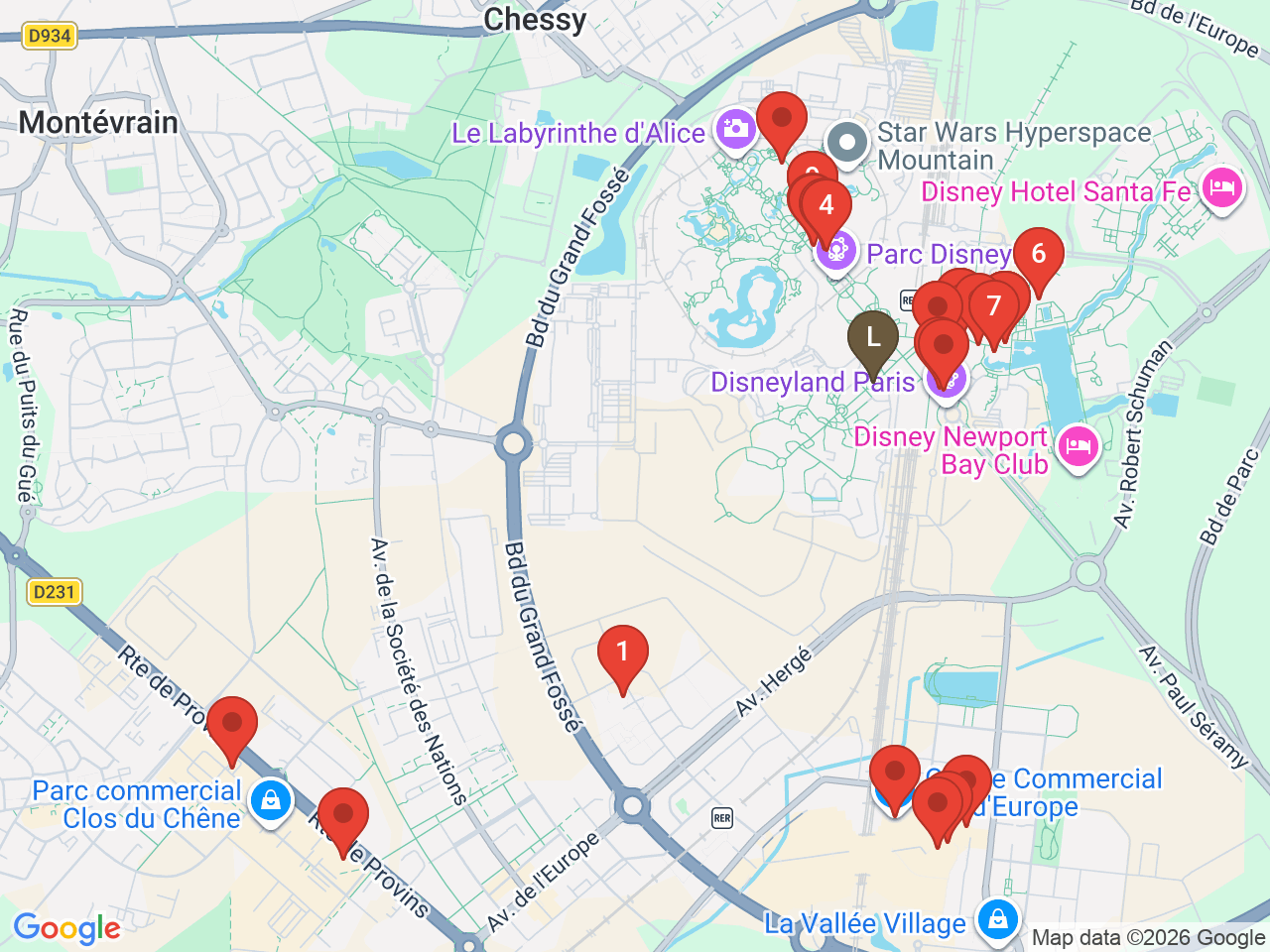 Map of eat & drink near Disney Adventure World