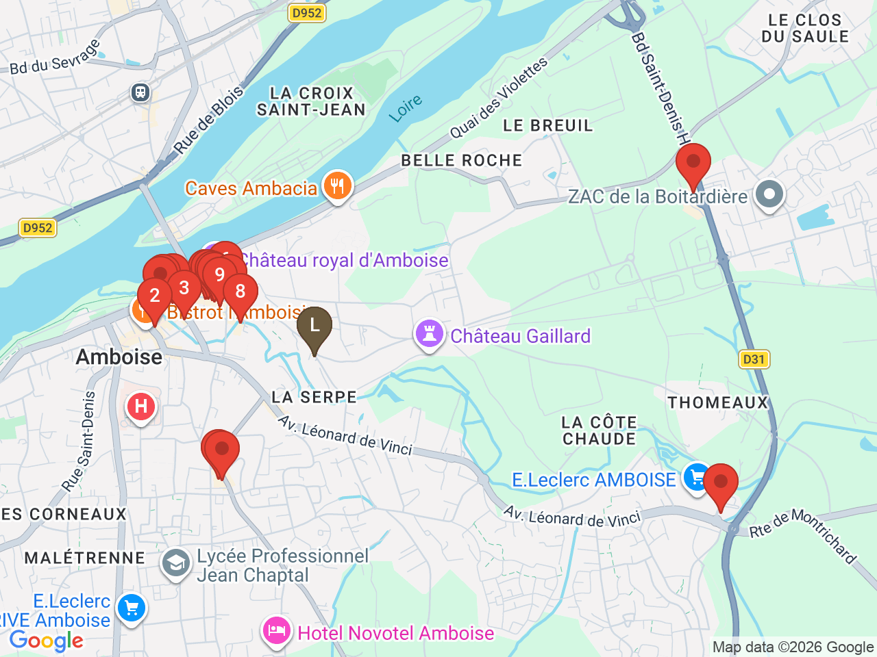 Map of eat & drink near Château du Clos Lucé