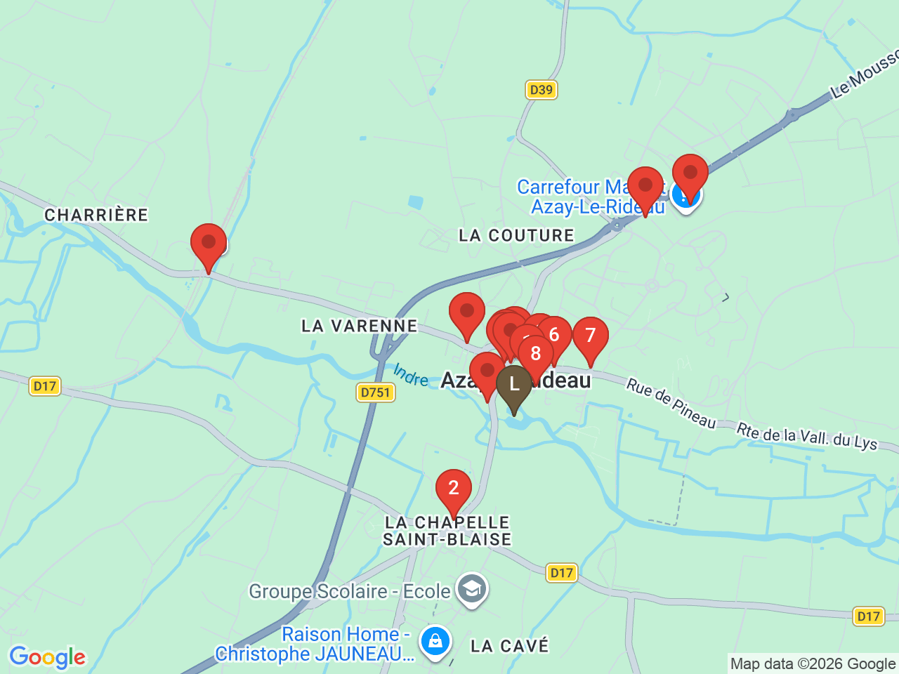 Map of eat & drink near Château d'Azay-le-Rideau