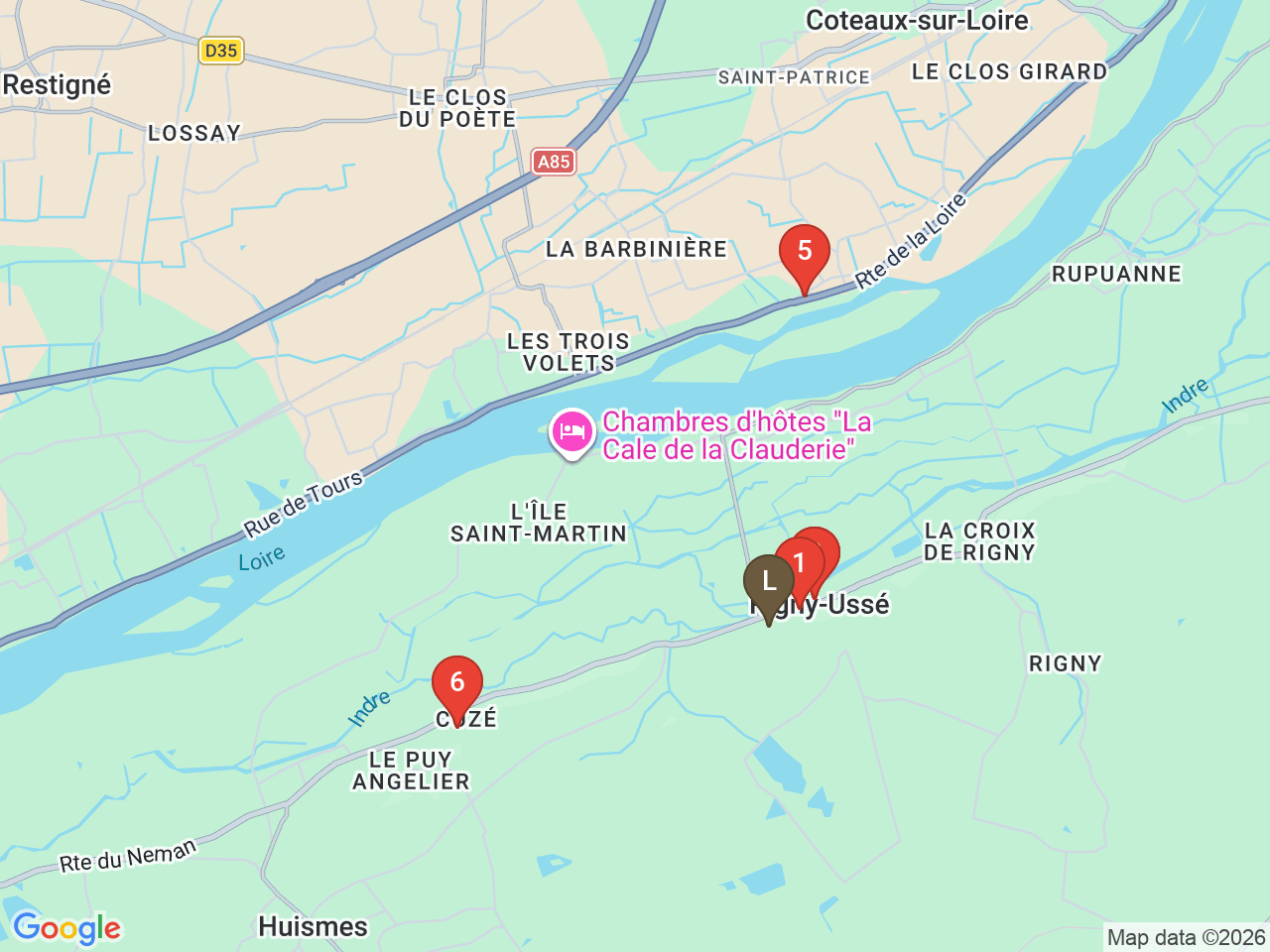 Map of eat & drink near Château d'Ussé