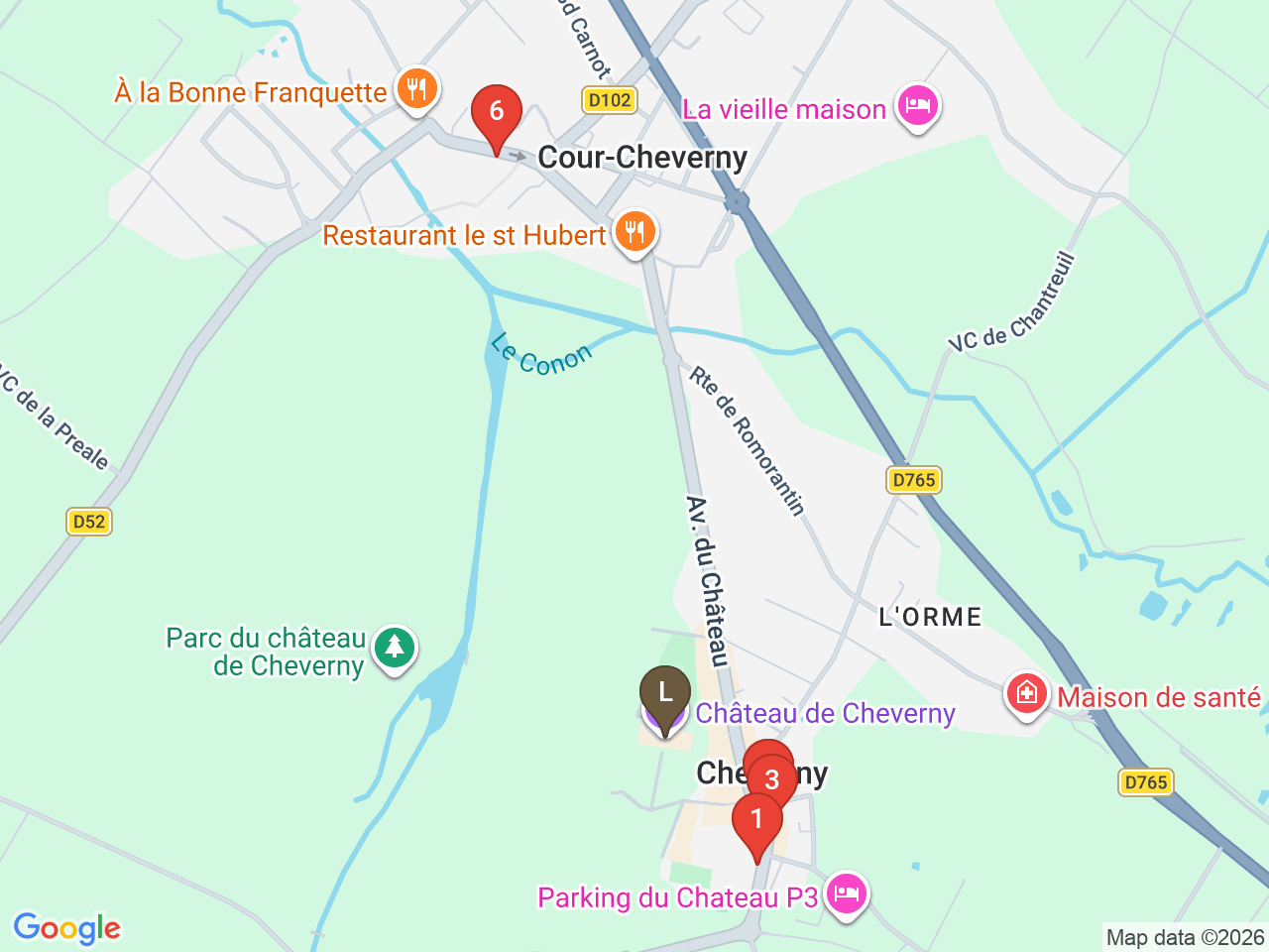 Map of eat & drink near Château de Cheverny