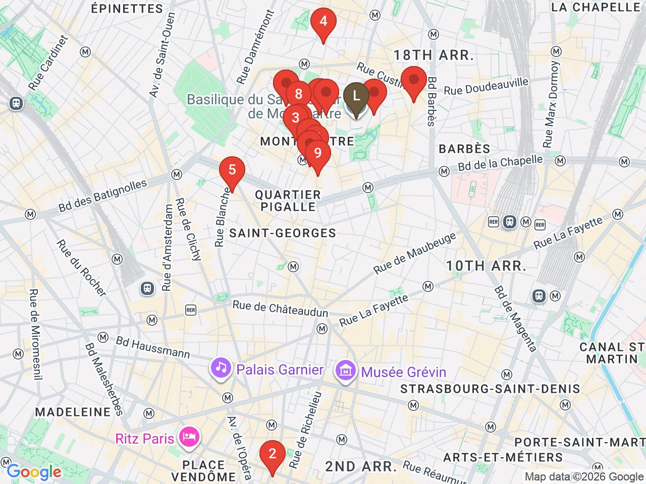 Map of eat & drink near Sacré-Cœur Basilica