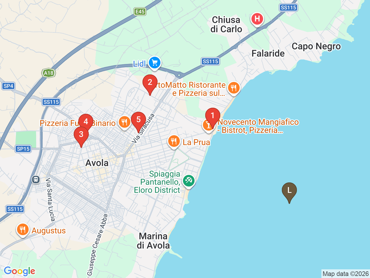 Map of eat & drink near Spiaggia di San Lorenzo