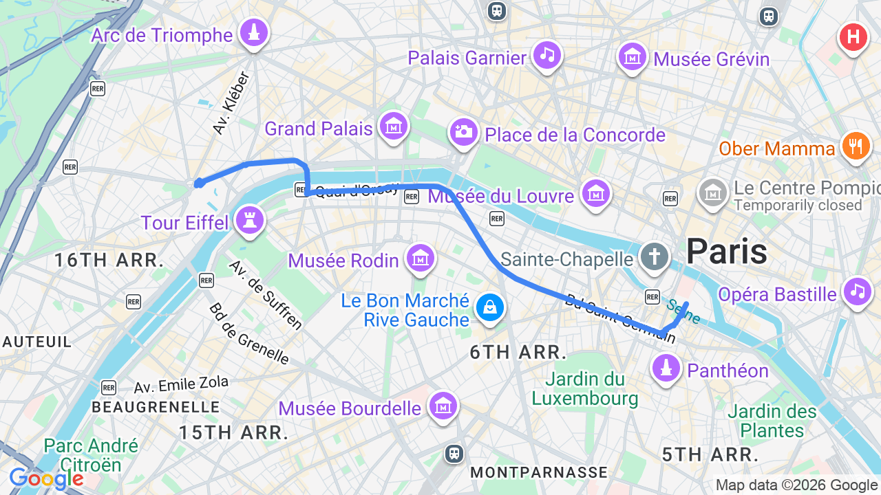 Trocadéro, Paris to Notre-Dame de Paris