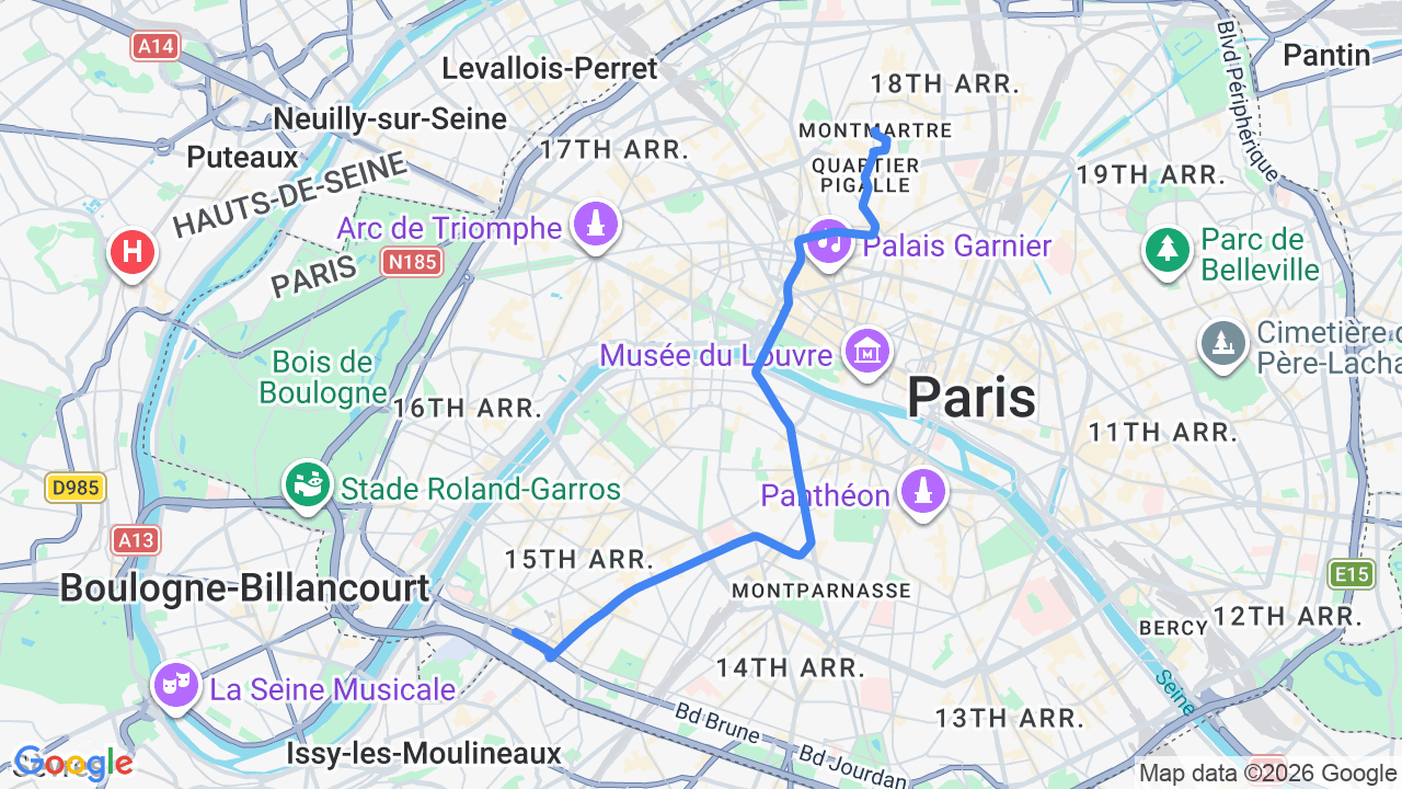 Dinner in Montmartre, Paris to Porte de Versailles Hotel, Paris 15e