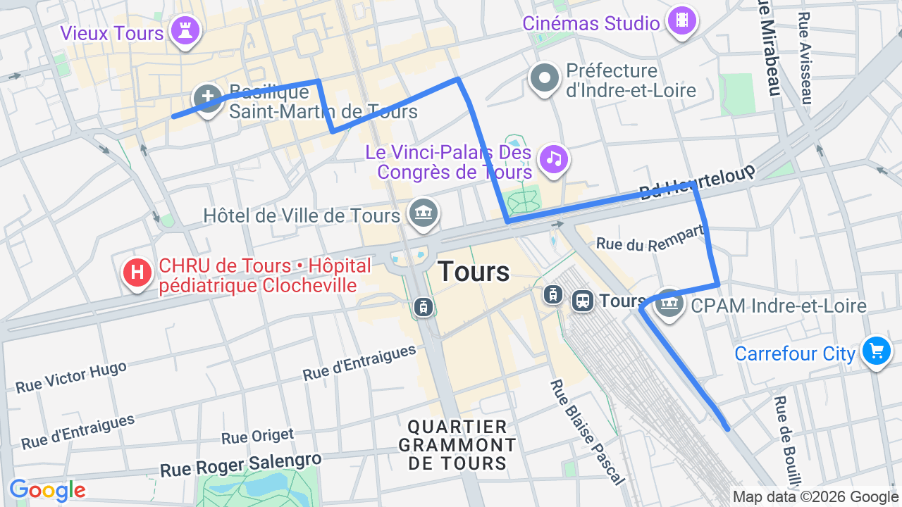City Résidence — rest + packing to Farewell Loire dinner — Place Plumereau